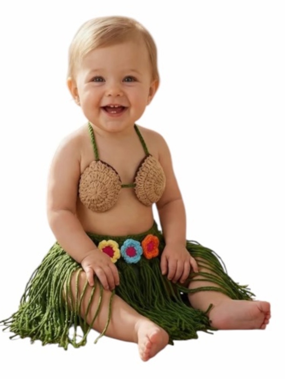NWT Hula Dancer Mermaid Costume Crochet Hawaiian Grass Skirt First Birthday